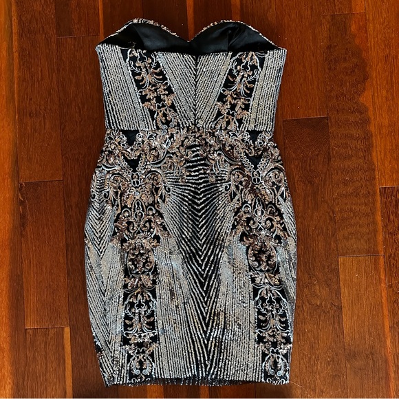City Goddess London Sequin Strapless Dress ~ Sz4 - Picture 2 of 9